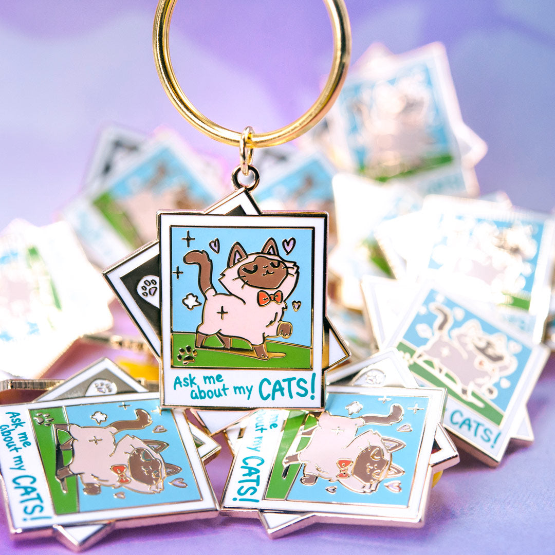 Ask Me About My Cats! (Tonkinese Cat) Keychain-1