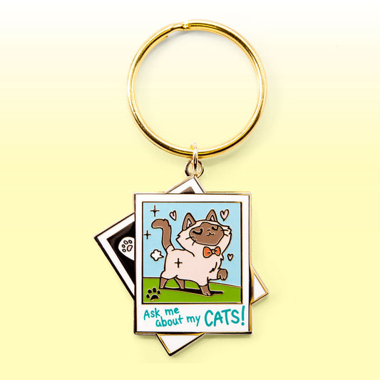 Ask Me About My Cats! (Tonkinese Cat) Keychain-0