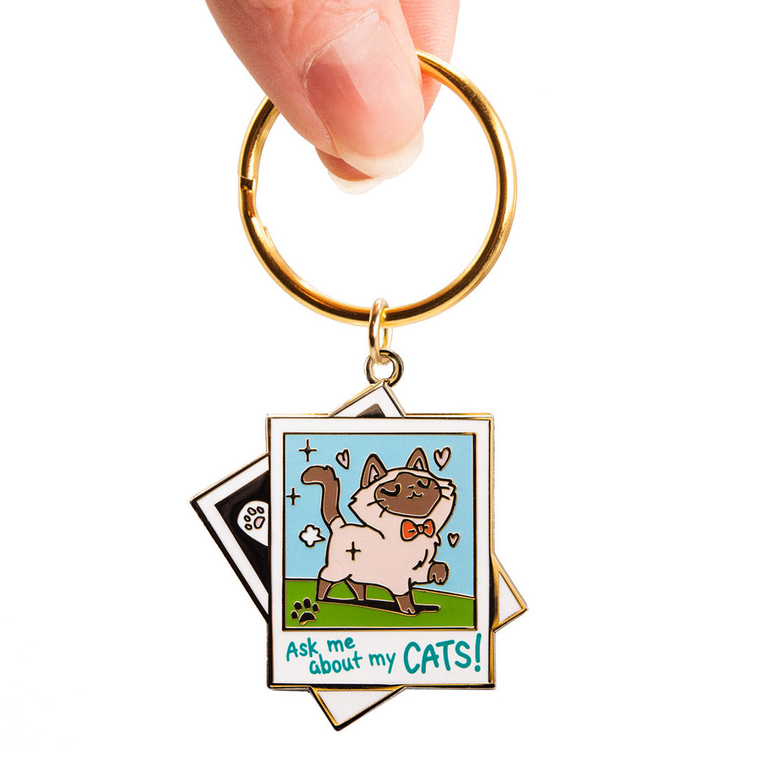 Ask Me About My Cats! (Tonkinese Cat) Keychain-2