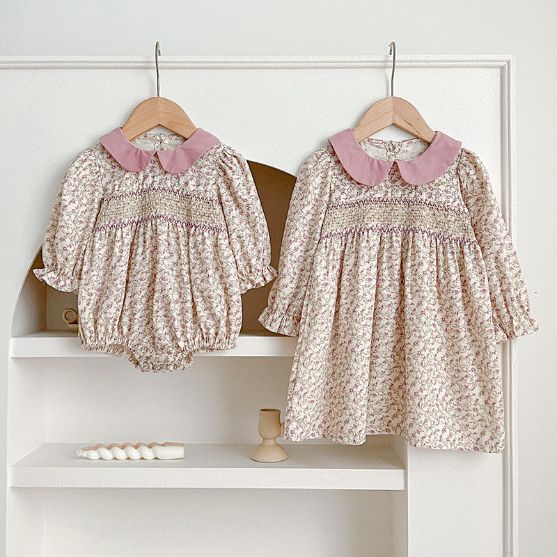 Autumn Floral Graphic Sister Clothes Dress & Onesies